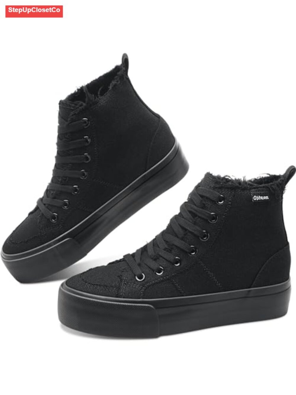 High Top Platform Sneakers Women Mid Calf Canvas Skate Shoes Fashion Sneakers